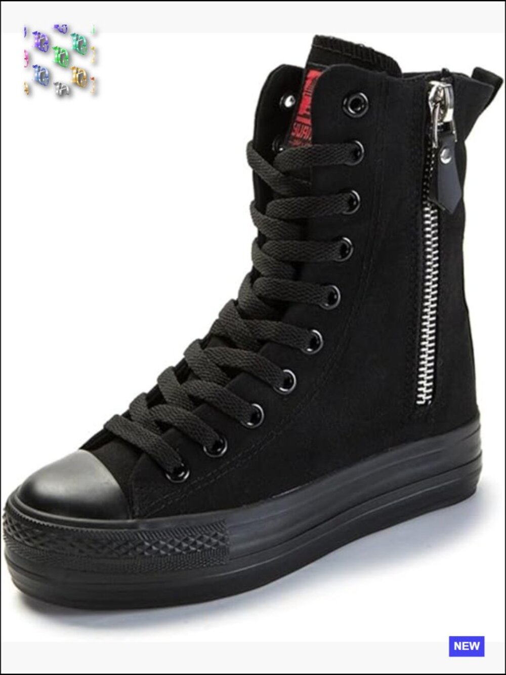 High Top Canvas Sneakers Chunky Platform Walking Shoes Height Increase Comfort